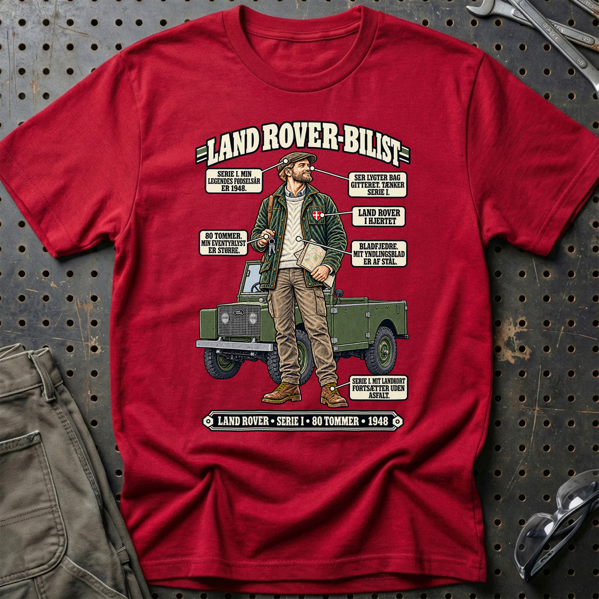 
Land Rover-Bilist T-Shirt – Rød