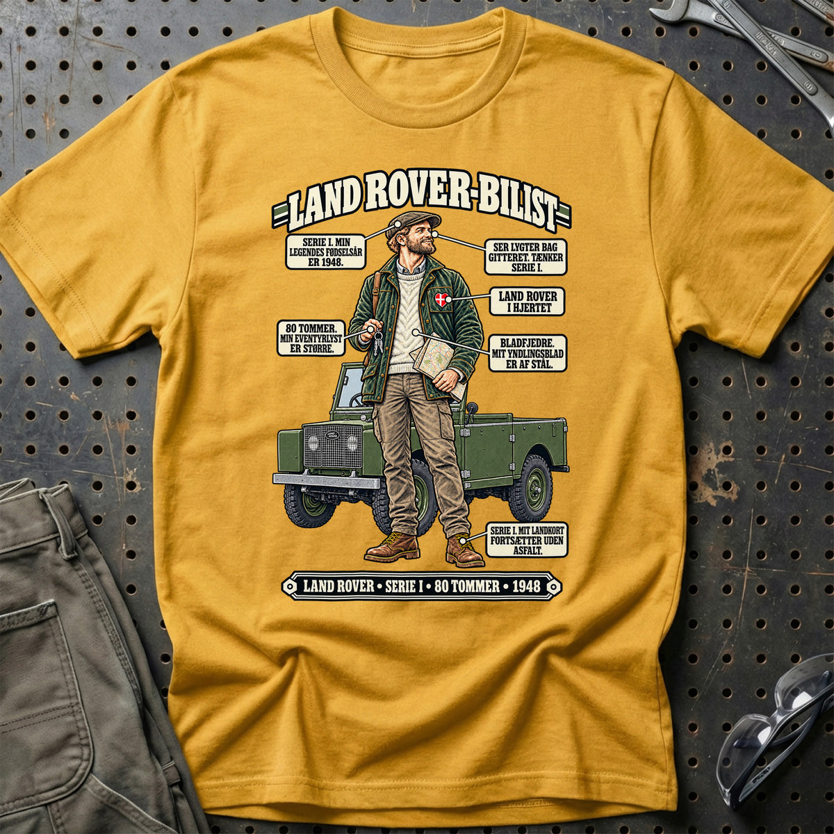 
Land Rover-Bilist T-Shirt – Guld