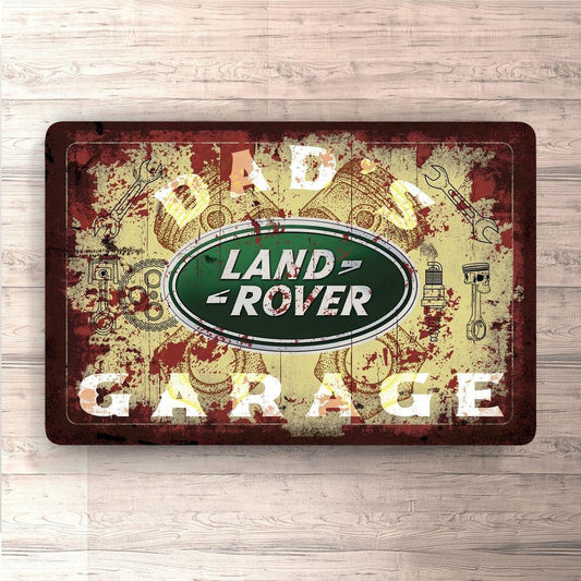 Land Rover Dads Garage Vintage Skilte, Musemåtte, Dørmåtte-Skilte-Land Rover-Garage Culture Shop- garage - man cave - merchandise