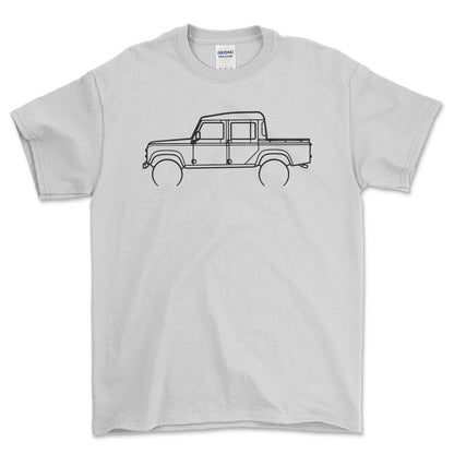 Land Rover Defender 110 Outline - Unisex T-Shirt , Bomuld-Beklædning-Land Rover-Hvid-S-Forside-Garage Culture Shop- garage - man cave - merchandise