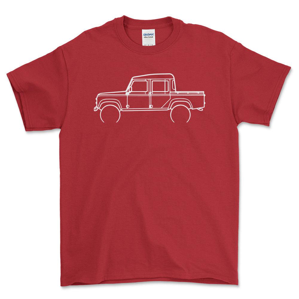 Land Rover Defender 110 Outline - Unisex T-Shirt , Bomuld-Beklædning-Land Rover-Rød-S-Garage Culture Shop- garage - man cave - merchandise
