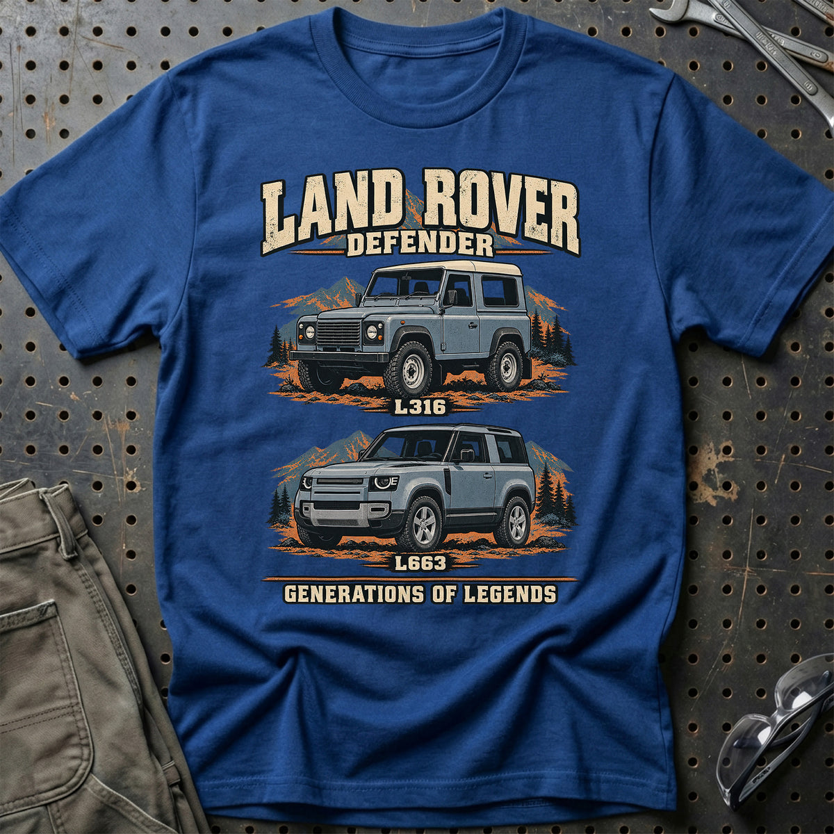 
Land Rover Defender – Generations of Legends T-Shirt – Blå Royal