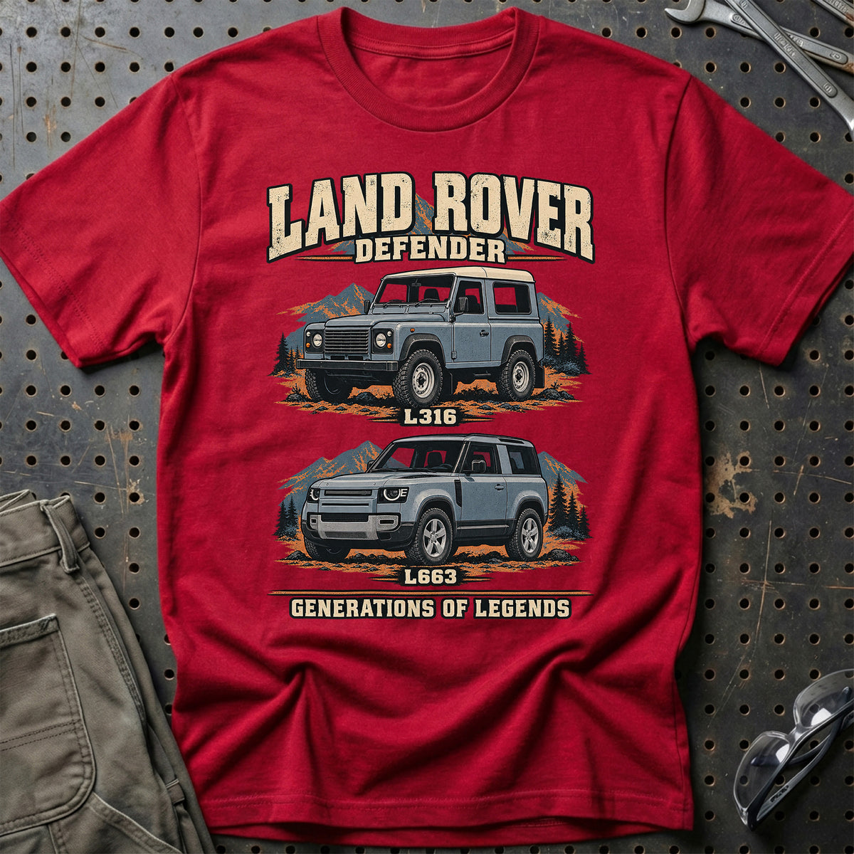 
Land Rover Defender – Generations of Legends T-Shirt – Rød