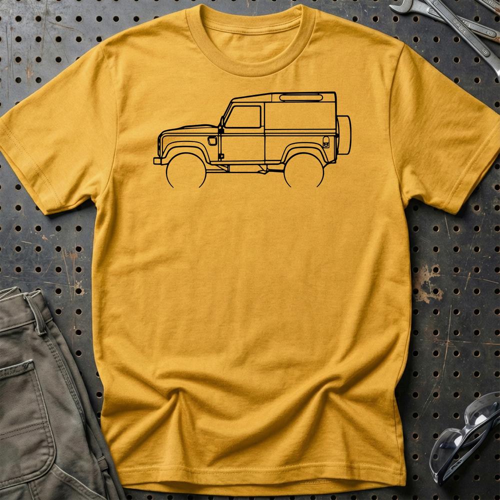 Land Rover Defender Outline - Unisex T-Shirt , Bomuld-Beklædning-Land Rover-Guld-S-Garage Culture Shop- garage - man cave - merchandise