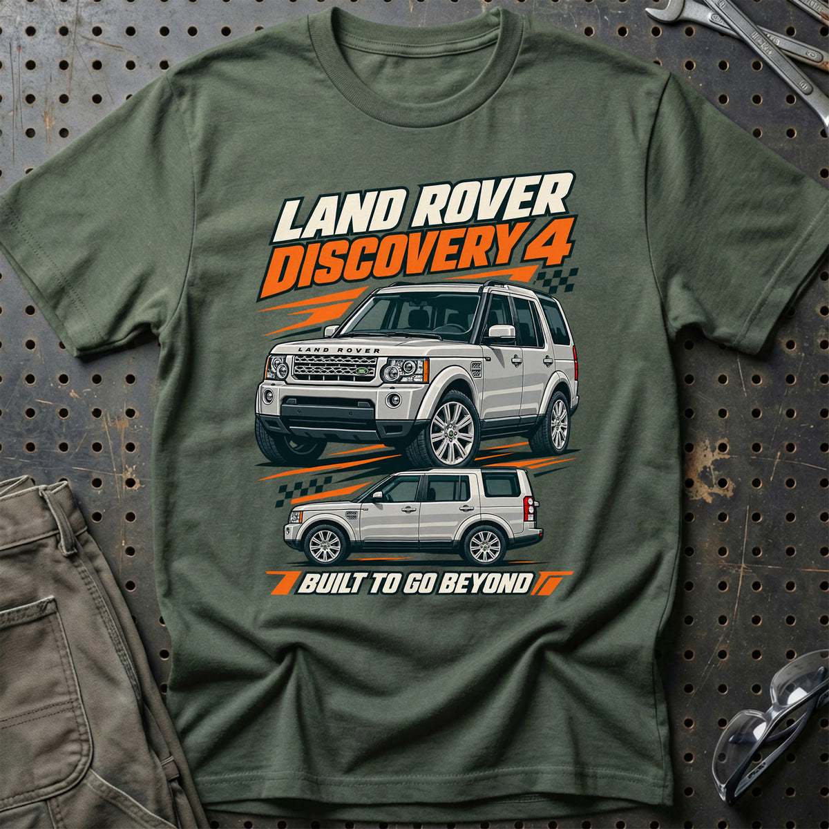
Land Rover Discovery 4 – Built to Go Beyond – Orange T-Shirt – Grøn Militær