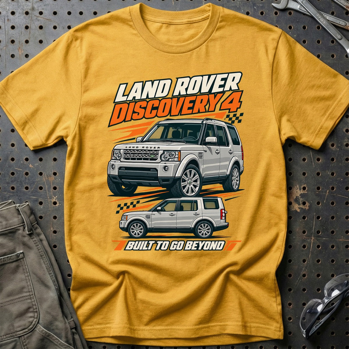 
Land Rover Discovery 4 – Built to Go Beyond – Orange T-Shirt – Guld