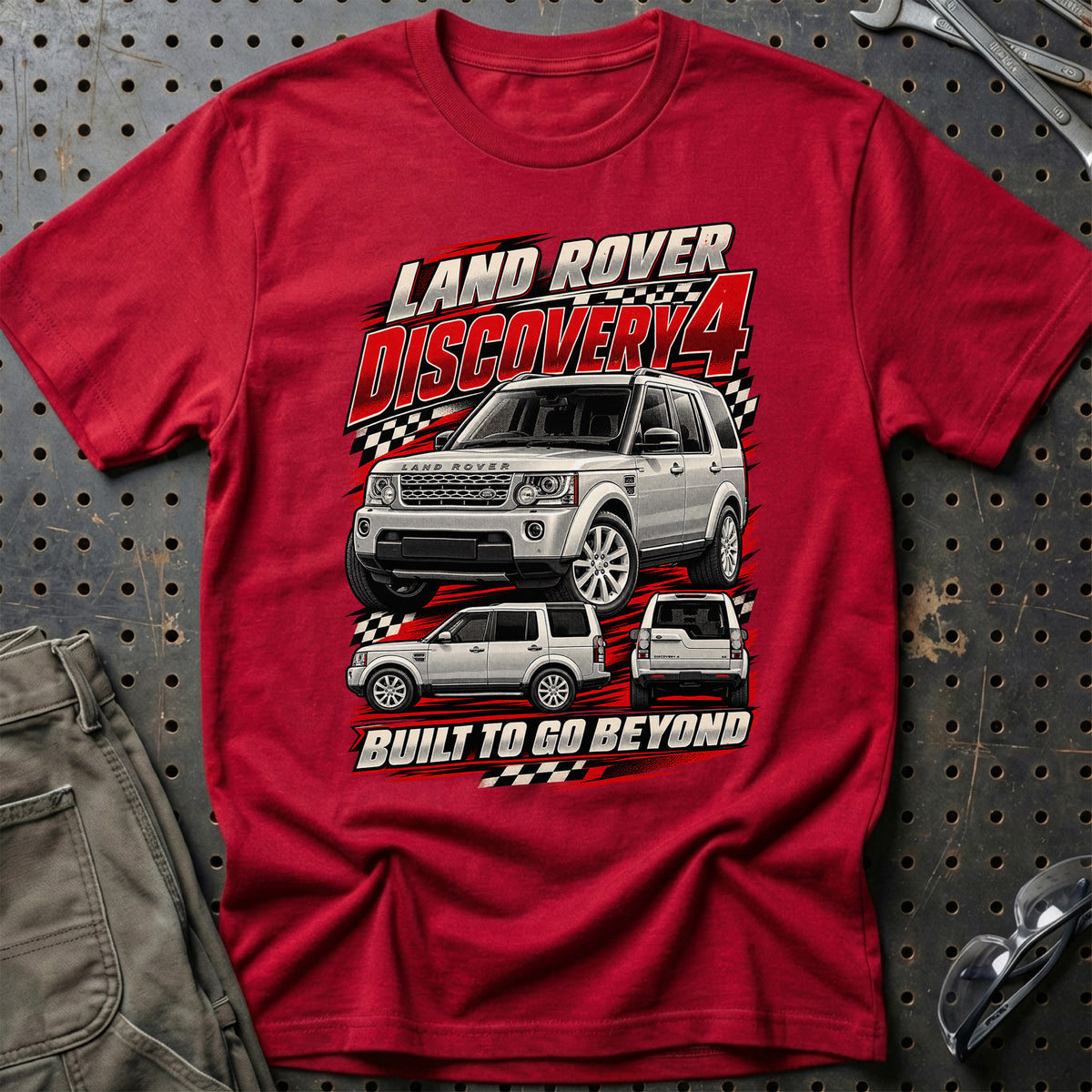 
Land Rover Discovery 4 – Built to Go Beyond – Rød T-Shirt – Rød