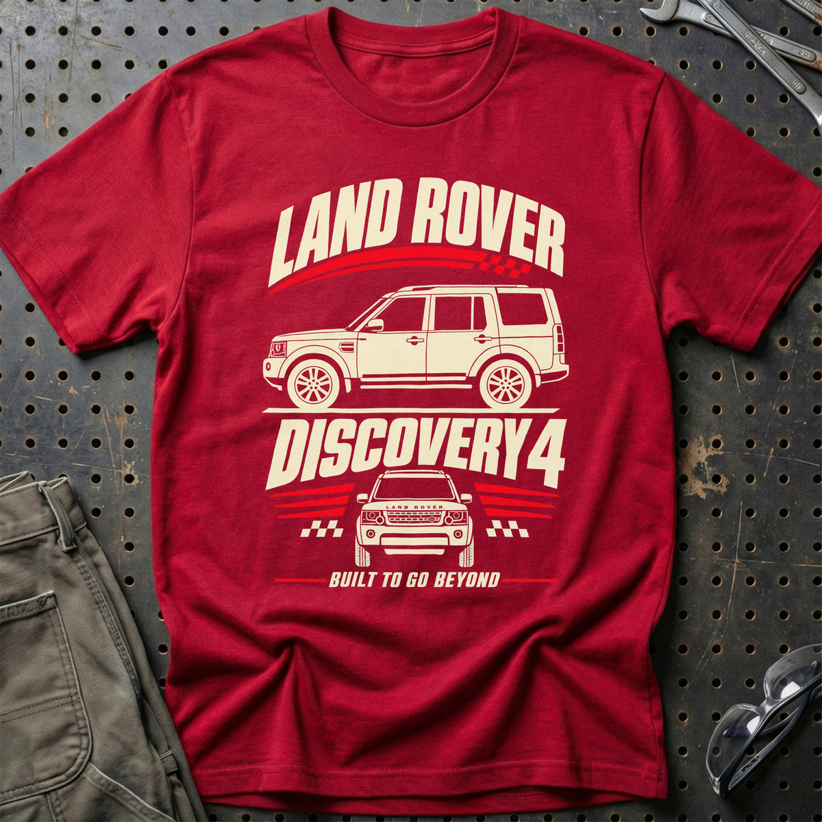 
Land Rover Discovery 4 – Built to Go Beyond – Silhuet T-Shirt – Rød