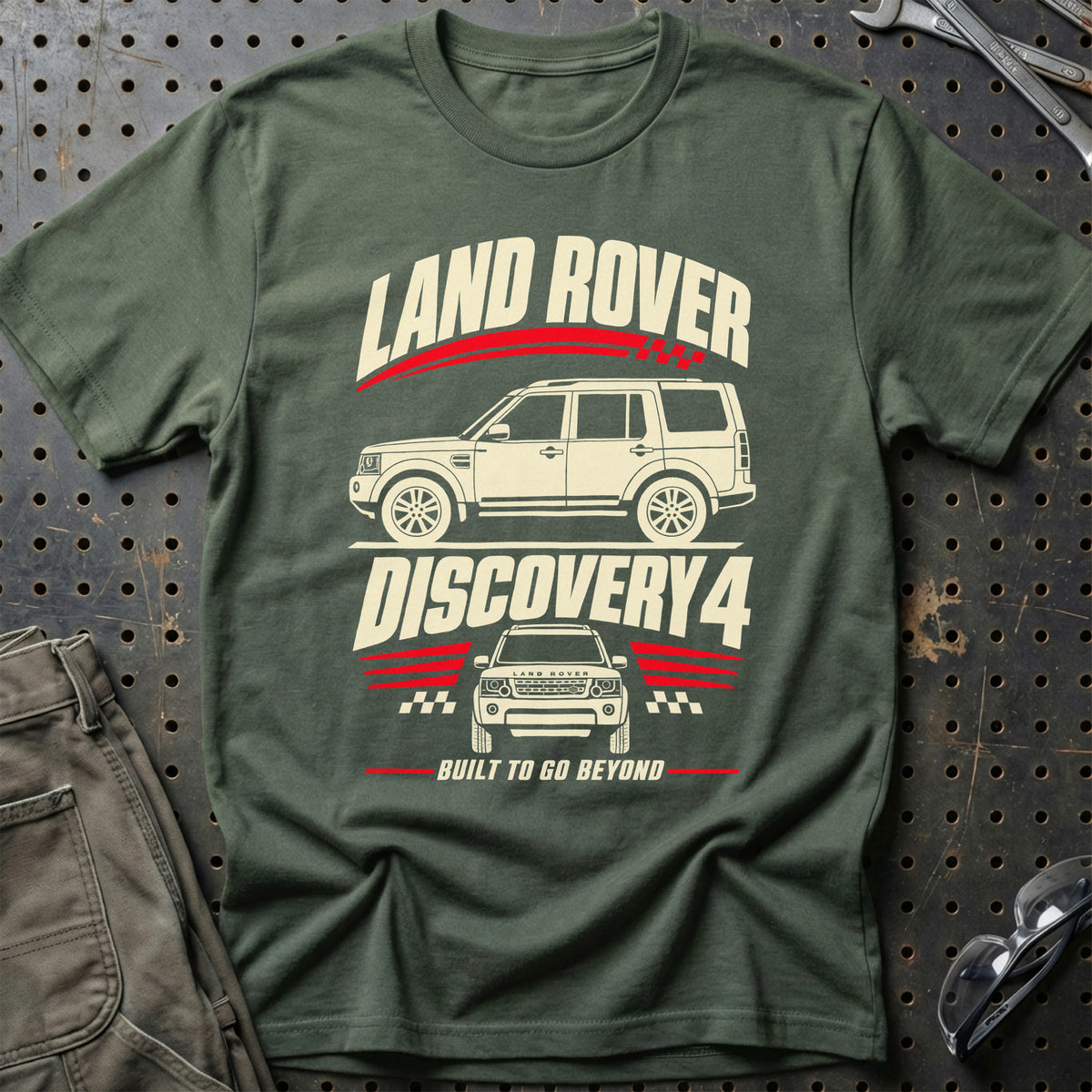 
Land Rover Discovery 4 – Built to Go Beyond – Silhuet T-Shirt – Grøn Militær