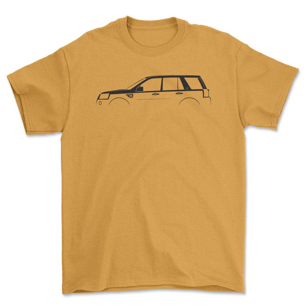 Land Rover Freelander 2 2006-2015 Silhuet - Unisex T-Shirt , Bomuld-Beklædning-Land Rover-Guld-S-Forside-Garage Culture Shop- garage - man cave - merchandise
