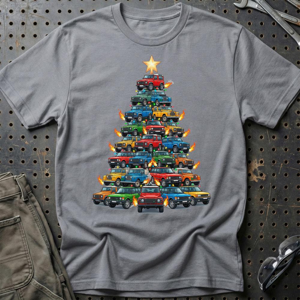 Land Rover Juletræ Christmas Tree T-Shirt-Beklædning-Land Rover-Grå Sport-S-Garage Culture Shop- garage - man cave - merchandise