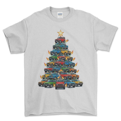 Land Rover Juletræ Christmas Tree - Unisex T-Shirt-Beklædning-Land Rover-Hvid-S-Forside-Garage Culture Shop- garage - man cave - merchandise