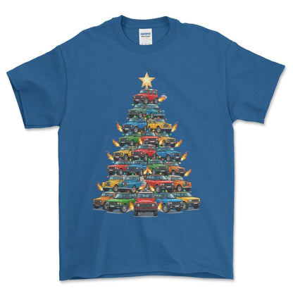 Land Rover Juletræ Christmas Tree - Unisex T-Shirt-Beklædning-Land Rover-Blå Royal-S-Forside-Garage Culture Shop- garage - man cave - merchandise