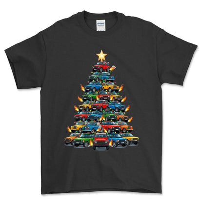 Land Rover Juletræ Christmas Tree - Unisex T-Shirt-Beklædning-Land Rover-Sort-S-Forside-Garage Culture Shop- garage - man cave - merchandise