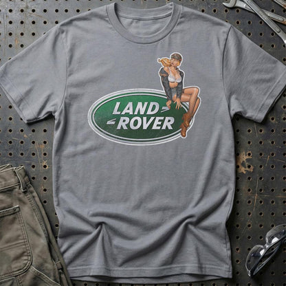 Land Rover Pinup - Unisex T-Shirt , Bomuld-Beklædning-Land Rover-Grå Sport-S-Garage Culture Shop- garage - man cave - merchandise