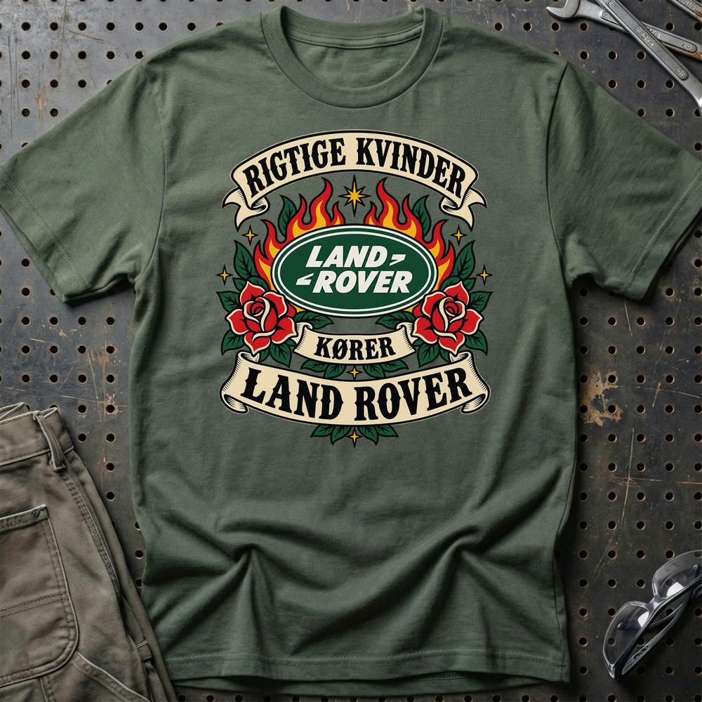 
Produktbillede af Land Rover Rigtige Kvinder Kører – Roser og Flammer T-Shirt