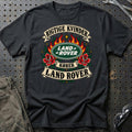 Land Rover Rigtige Kvinder Kører – Roser og Flammer T-Shirt – Sort