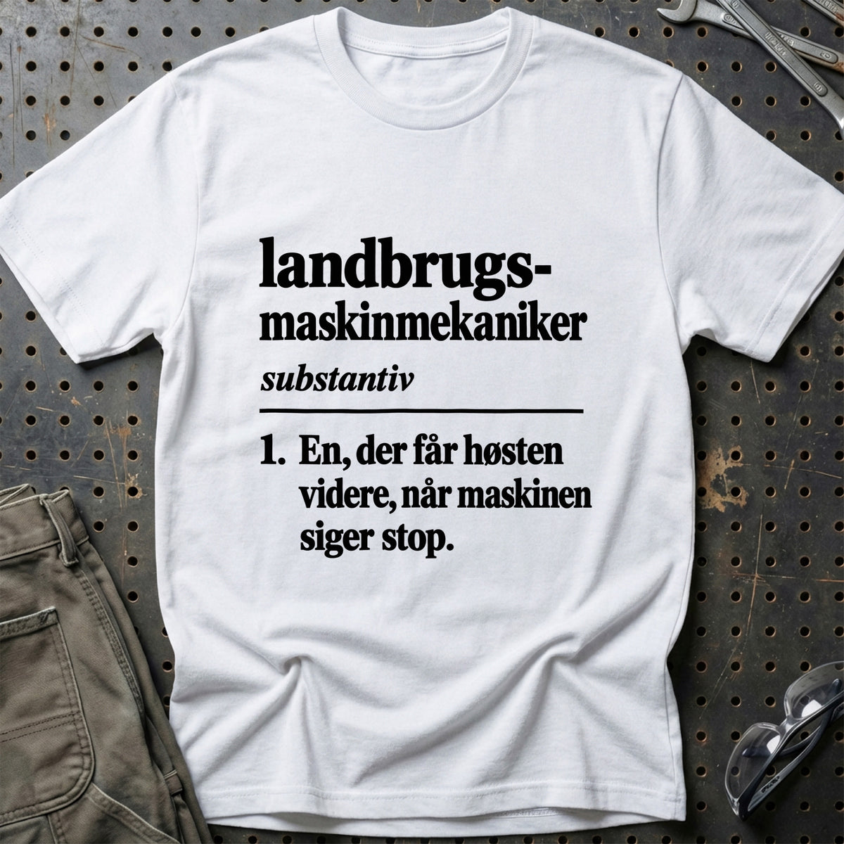
Landbrugsmaskinmekaniker – Definition T-Shirt – Hvid