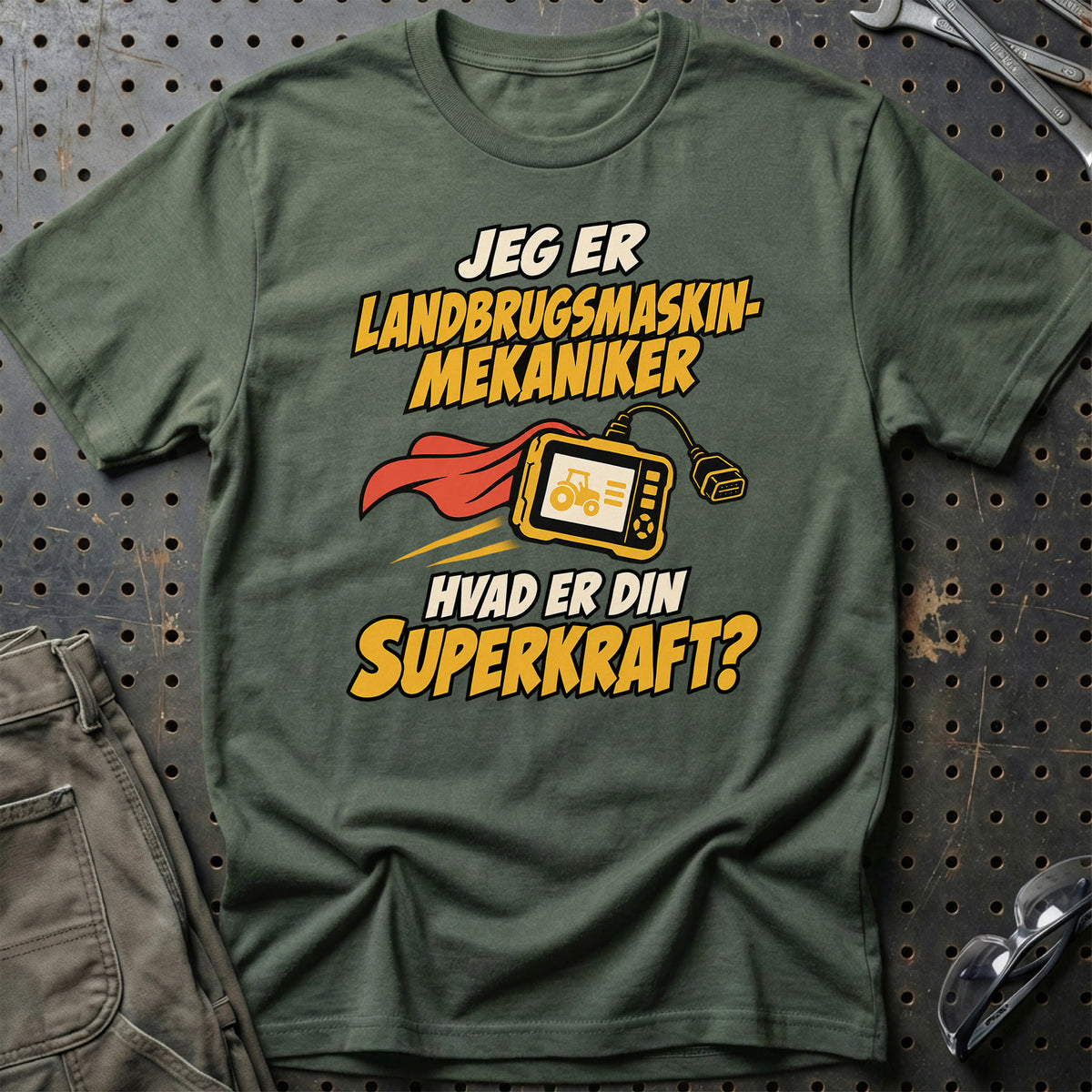 
Landbrugsmaskinmekaniker – Hvad er din superkraft? – Unisex T-Shirt – Grøn Militær