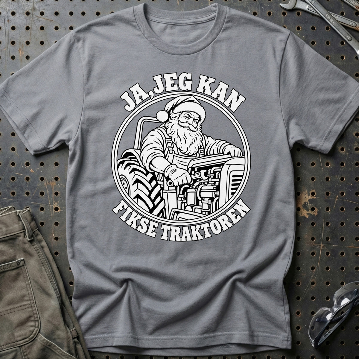 
Landbrugsmaskinmekaniker – Santa Kan Det – Jul T-Shirt – Grå Sport