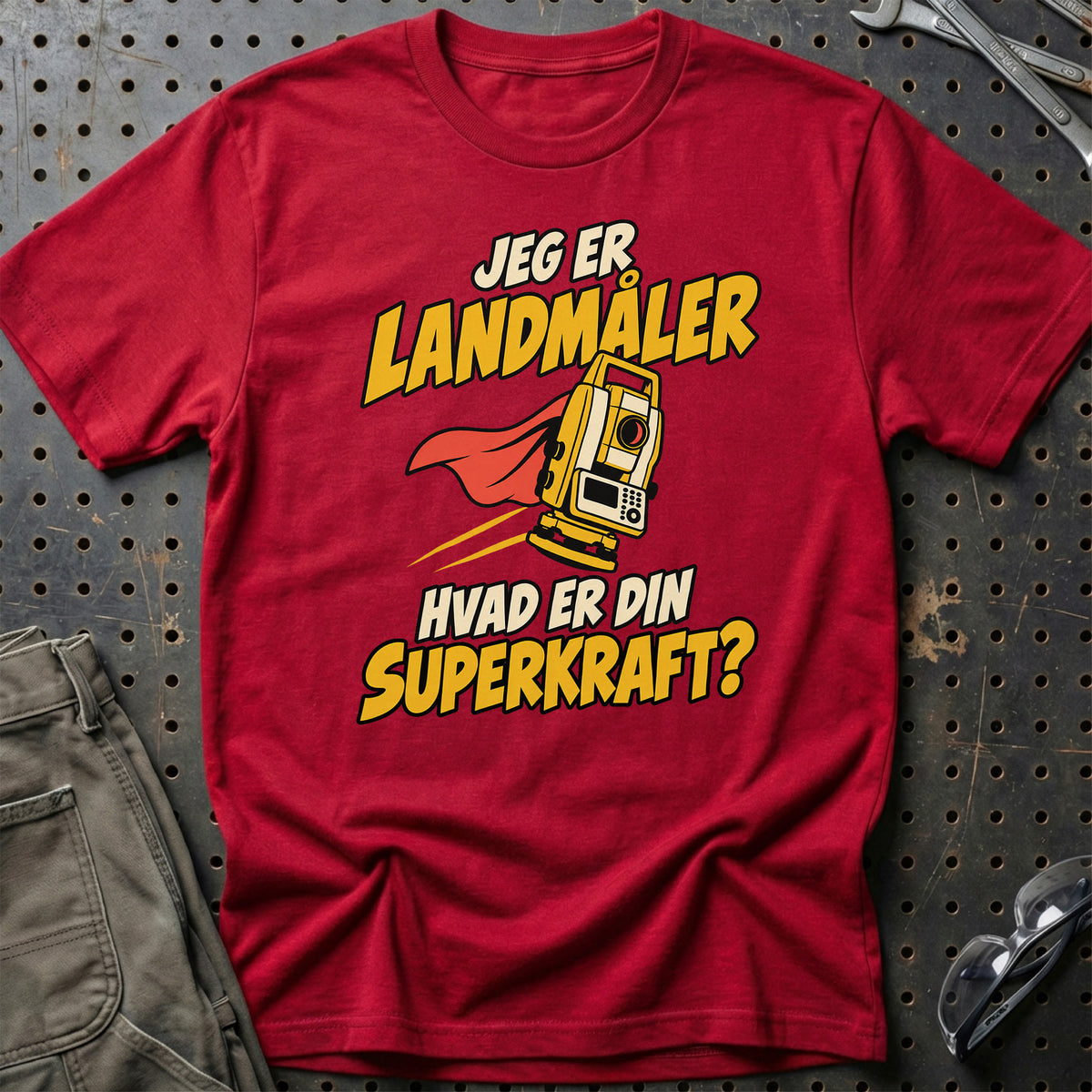 
Landmåler – Hvad er din superkraft? – Unisex T-Shirt – Rød