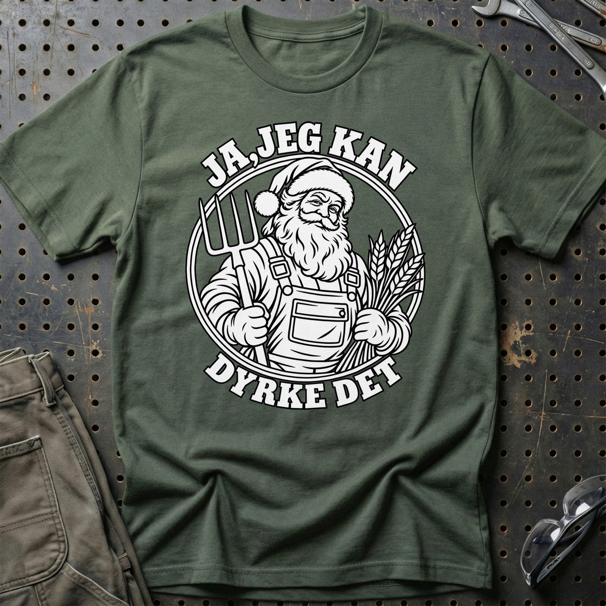 
Landmand – Santa Kan Det – Jul T-Shirt – Grøn Militær