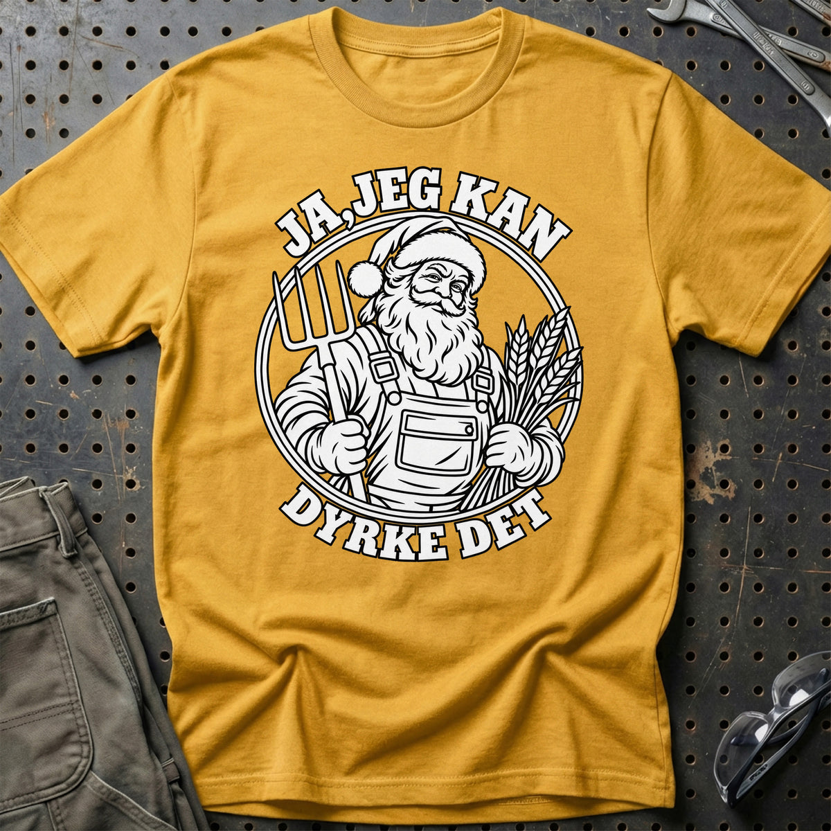 
Landmand – Santa Kan Det – Jul T-Shirt – Guld