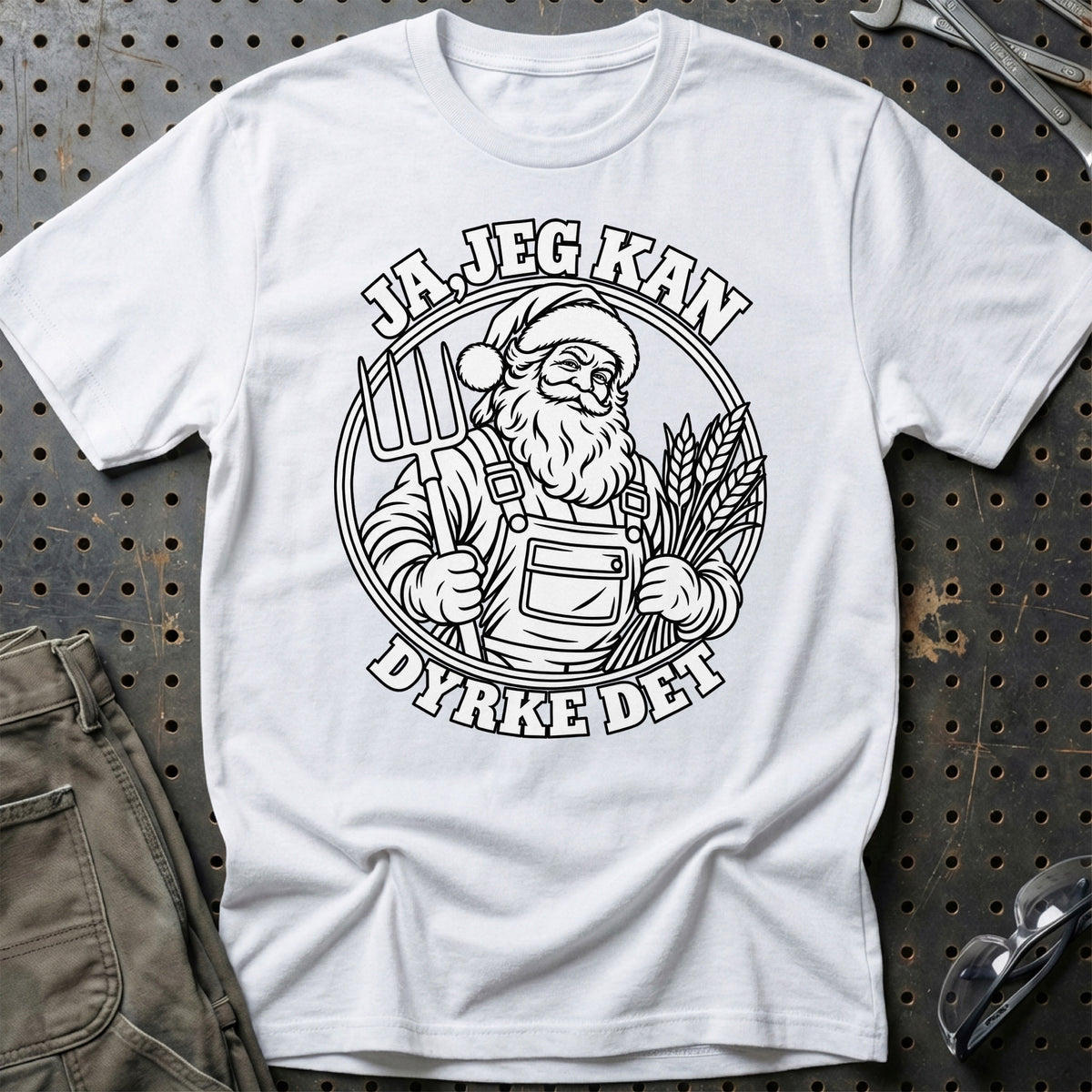 
Landmand – Santa Kan Det – Jul T-Shirt – Hvid