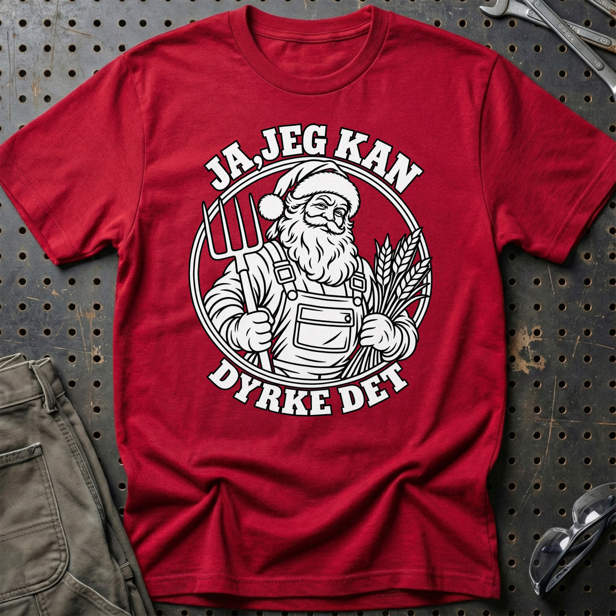 
Landmand – Santa Kan Det – Jul T-Shirt – Rød