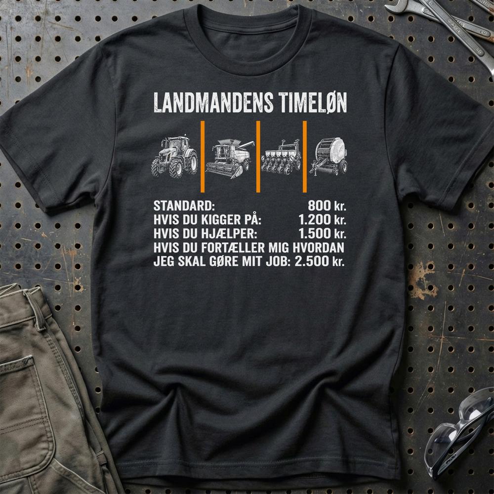 Landmandens Timeløn T-Shirt-Beklædning-Garage Culture-Sort-S-Garage Culture Shop- garage - man cave - merchandise