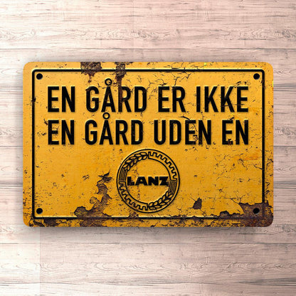 Lanz En Gård Er Ikke En Gård Uden En Lanz Skilte, Musemåtte, Dørmåtte-Skilte-Lanz-Garage Culture Shop- garage - man cave - merchandise