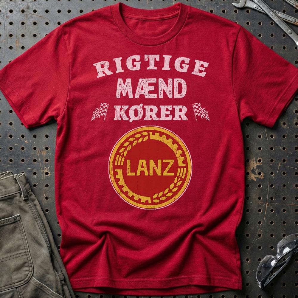 Lanz Rigtige Mænd Kører T-Shirt-Beklædning-Lanz-Rød-S-Garage Culture Shop- garage - man cave - merchandise