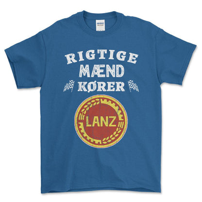 Lanz Rigtige Mænd Kører - Unisex T-Shirt , Bomuld-Beklædning-Lanz-Blå Royal-S-Forside-Garage Culture Shop- garage - man cave - merchandise