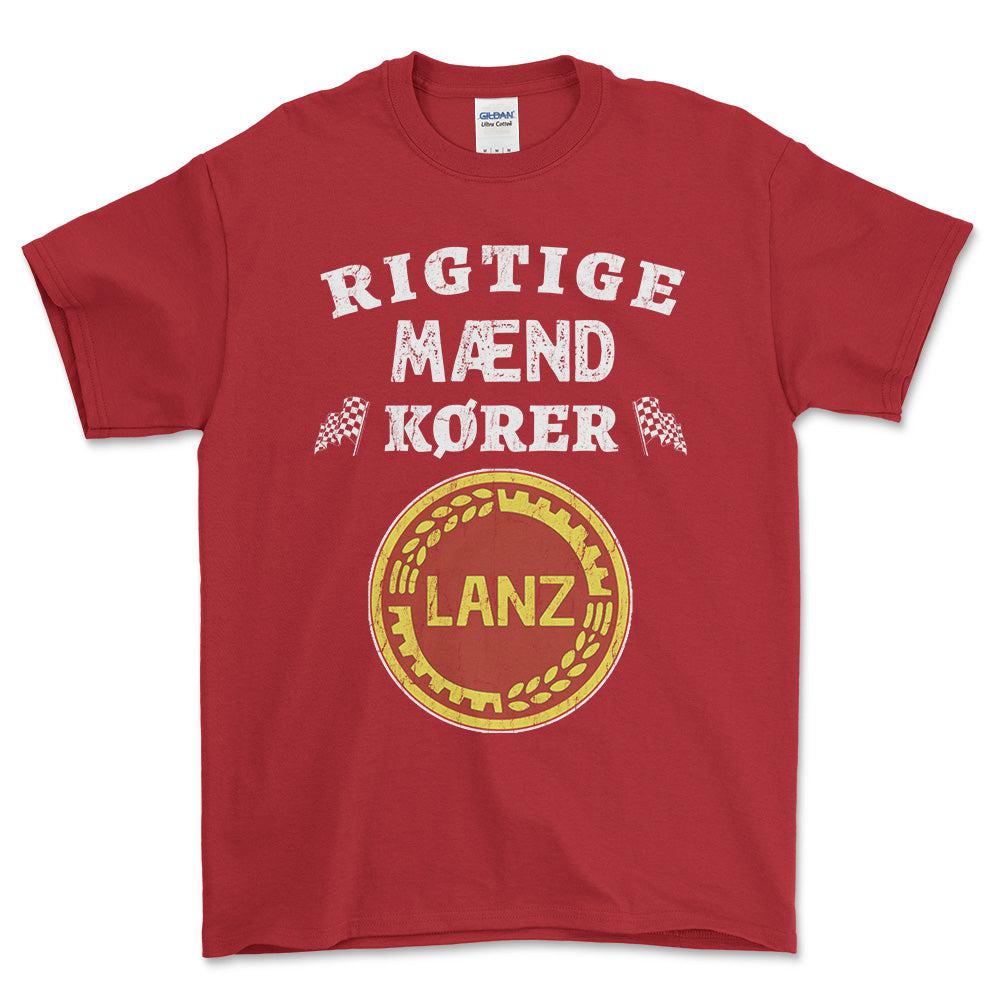 Lanz Rigtige Mænd Kører - Unisex T-Shirt , Bomuld-Beklædning-Lanz-Rød-S-Forside-Garage Culture Shop- garage - man cave - merchandise