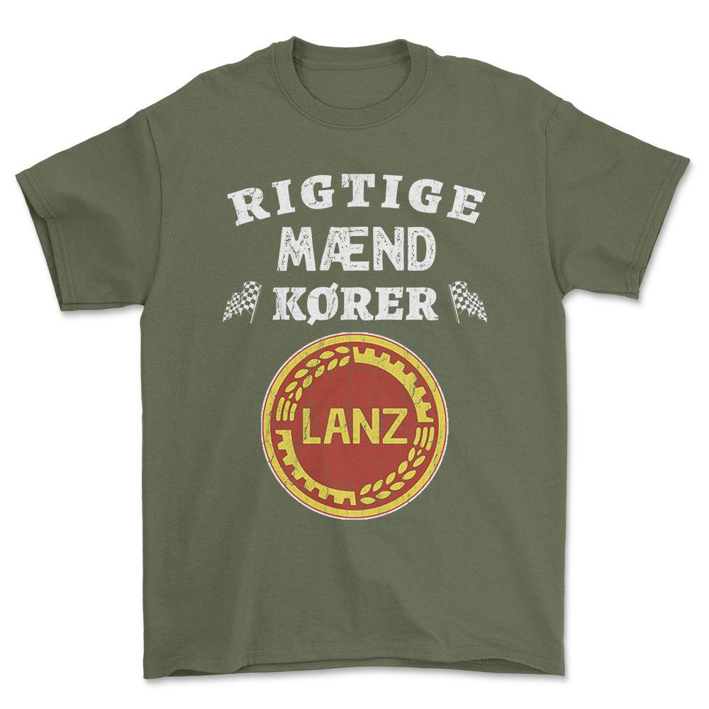 Lanz Rigtige Mænd Kører - Unisex T-Shirt , Bomuld-Beklædning-Lanz-Grøn Militær-S-Forside-Garage Culture Shop- garage - man cave - merchandise