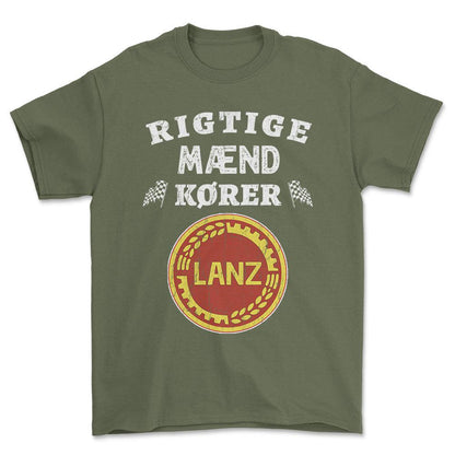 Lanz Rigtige Mænd Kører - Unisex T-Shirt , Bomuld-Beklædning-Lanz-Grøn Militær-S-Forside-Garage Culture Shop- garage - man cave - merchandise