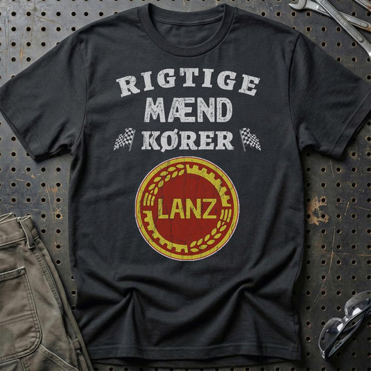 Lanz Rigtige Mænd Kører - Unisex T-Shirt , Bomuld-Beklædning-Lanz-Sort-S-Garage Culture Shop- garage - man cave - merchandise