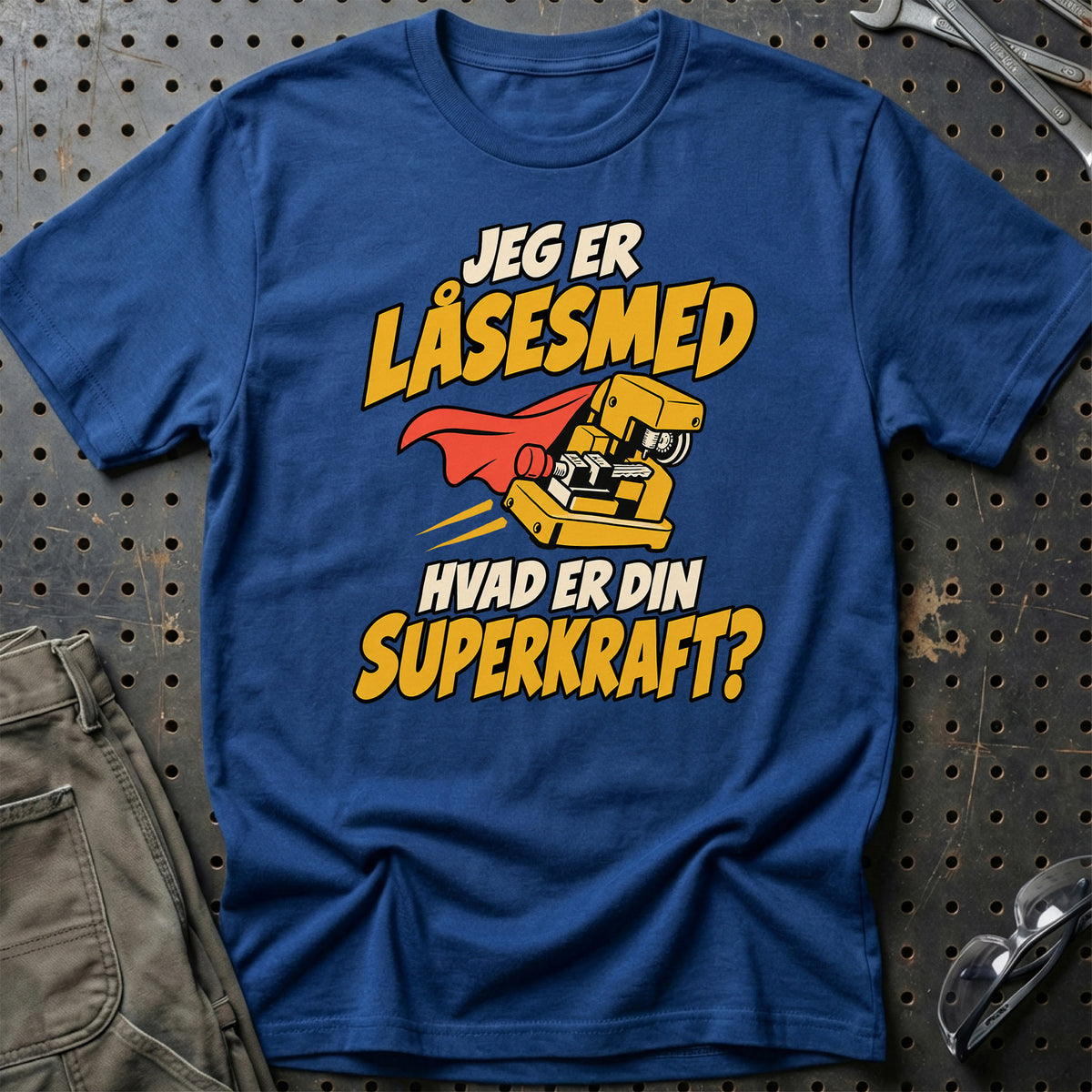 
Låsesmed – Hvad er din superkraft? – Unisex T-Shirt – Blå Royal