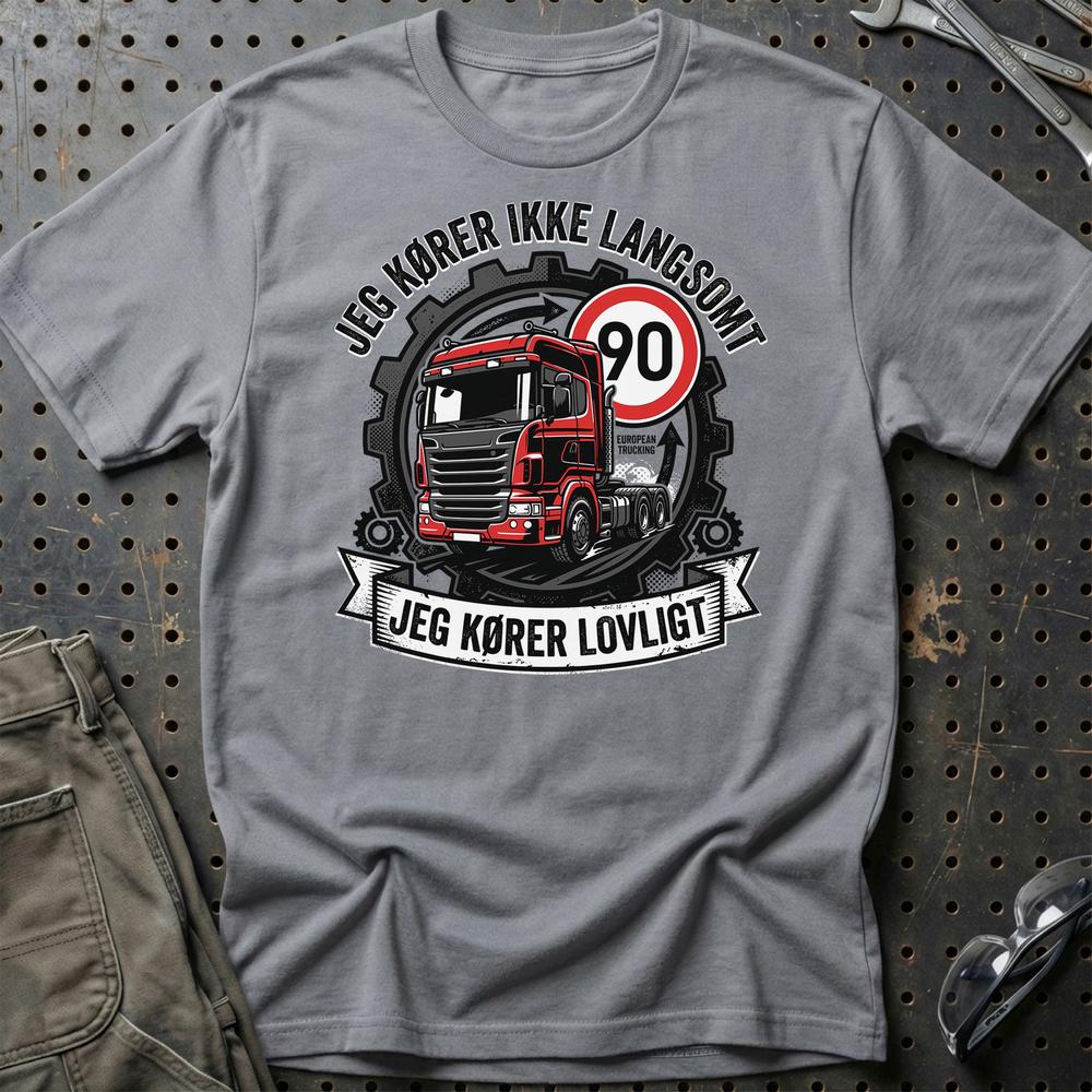 Lastbilchauffør Jeg Kører Ikke Langsomt, Jeg Kører Lovligt - Unisex T-Shirt , Bomuld-Beklædning-Garage Culture-Grå Sport-S-Garage Culture Shop- garage - man cave - merchandise