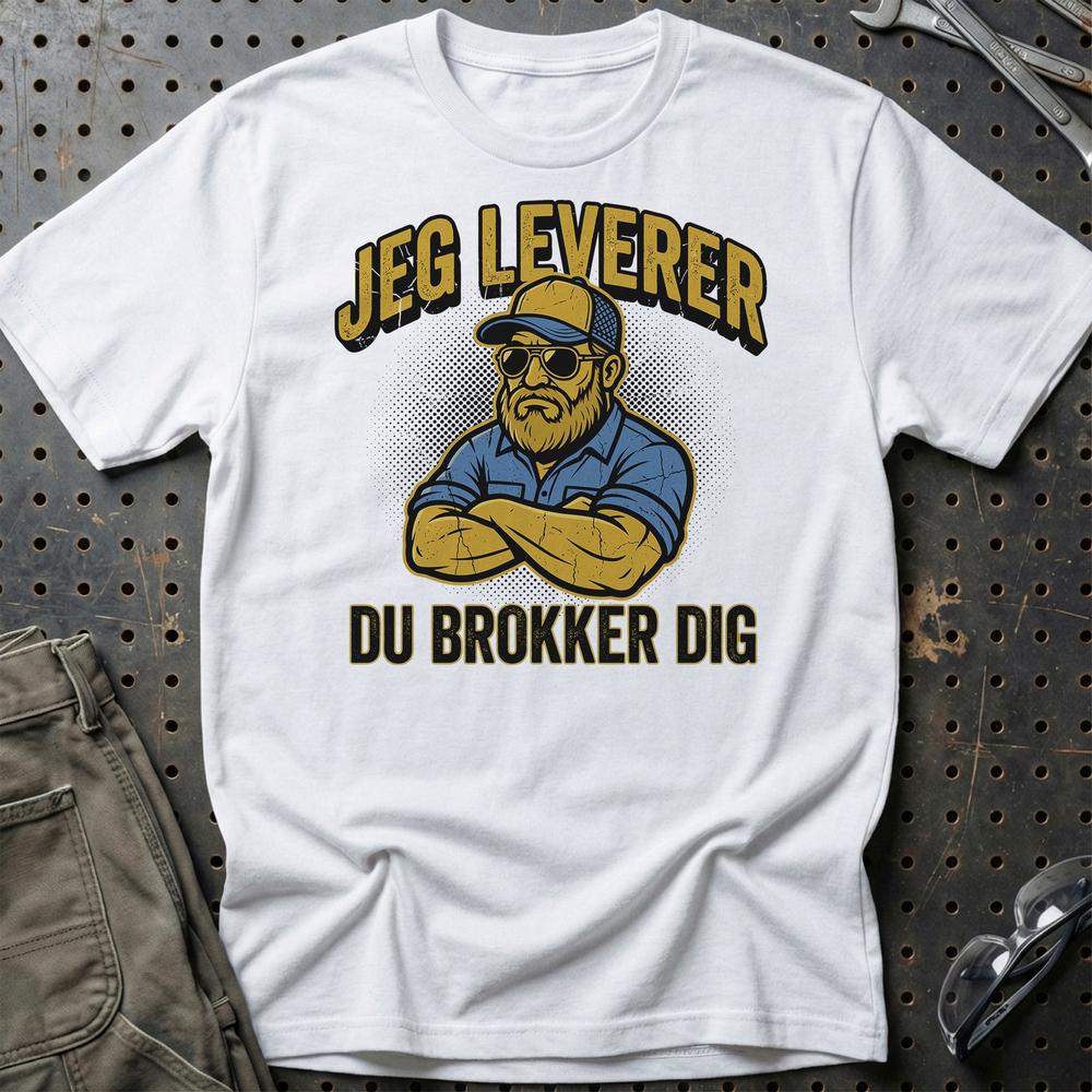 Lastbilchauffør Jeg Leverer, Du Brokker Dig - Unisex T-Shirt , Bomuld-Beklædning-Garage Culture-Hvid-S-Garage Culture Shop- garage - man cave - merchandise