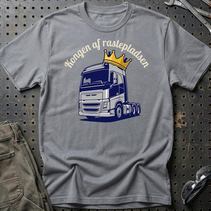 Lastbilchauffør Kongen af Rastepladsen - Unisex T-Shirt , Bomuld-Beklædning-Garage Culture-Grå Sport-S-Garage Culture Shop- garage - man cave - merchandise