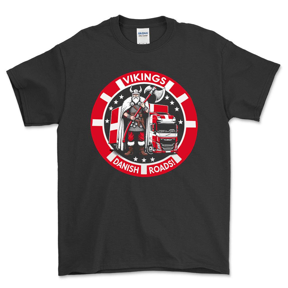 Lastbilchauffør - Vikings Danish Roads T-Shirt-Beklædning-Lastbilchauffør-Sort-S-Garage Culture Shop- garage - man cave - merchandise