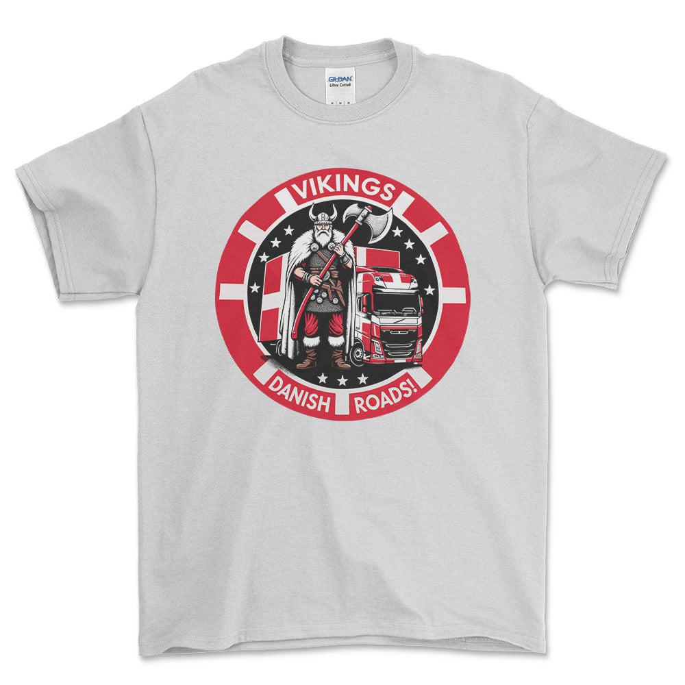 Lastbilchauffør - Vikings Danish Roads - Unisex T-Shirt , Bomuld-Beklædning-Lastbilchauffør-Hvid-S-Forside-Garage Culture Shop- garage - man cave - merchandise