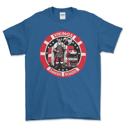 Lastbilchauffør - Vikings Danish Roads - Unisex T-Shirt , Bomuld-Beklædning-Lastbilchauffør-Blå Royal-S-Forside-Garage Culture Shop- garage - man cave - merchandise