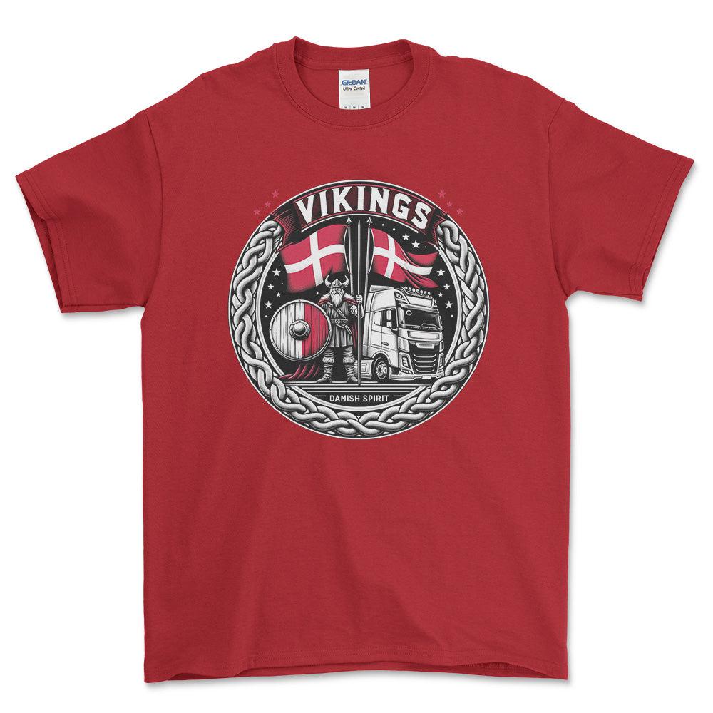 Lastbilchauffør - Vikings Danish Spirit - Unisex T-Shirt , Bomuld-Beklædning-Lastbilchauffør-Rød-S-Forside-Garage Culture Shop- garage - man cave - merchandise
