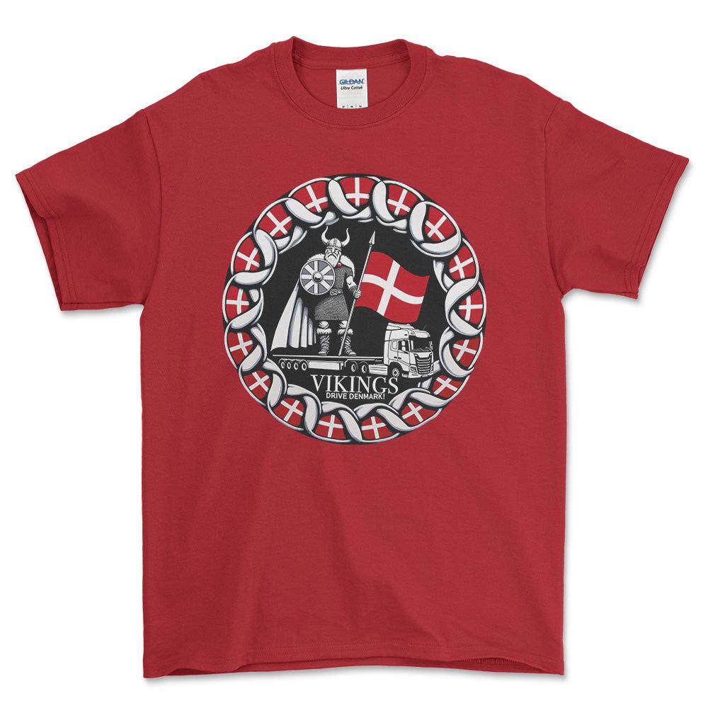 Lastbilchauffør - Vikings Drive Denmark T-Shirt-Beklædning-Lastbilchauffør-Rød-S-Garage Culture Shop- garage - man cave - merchandise