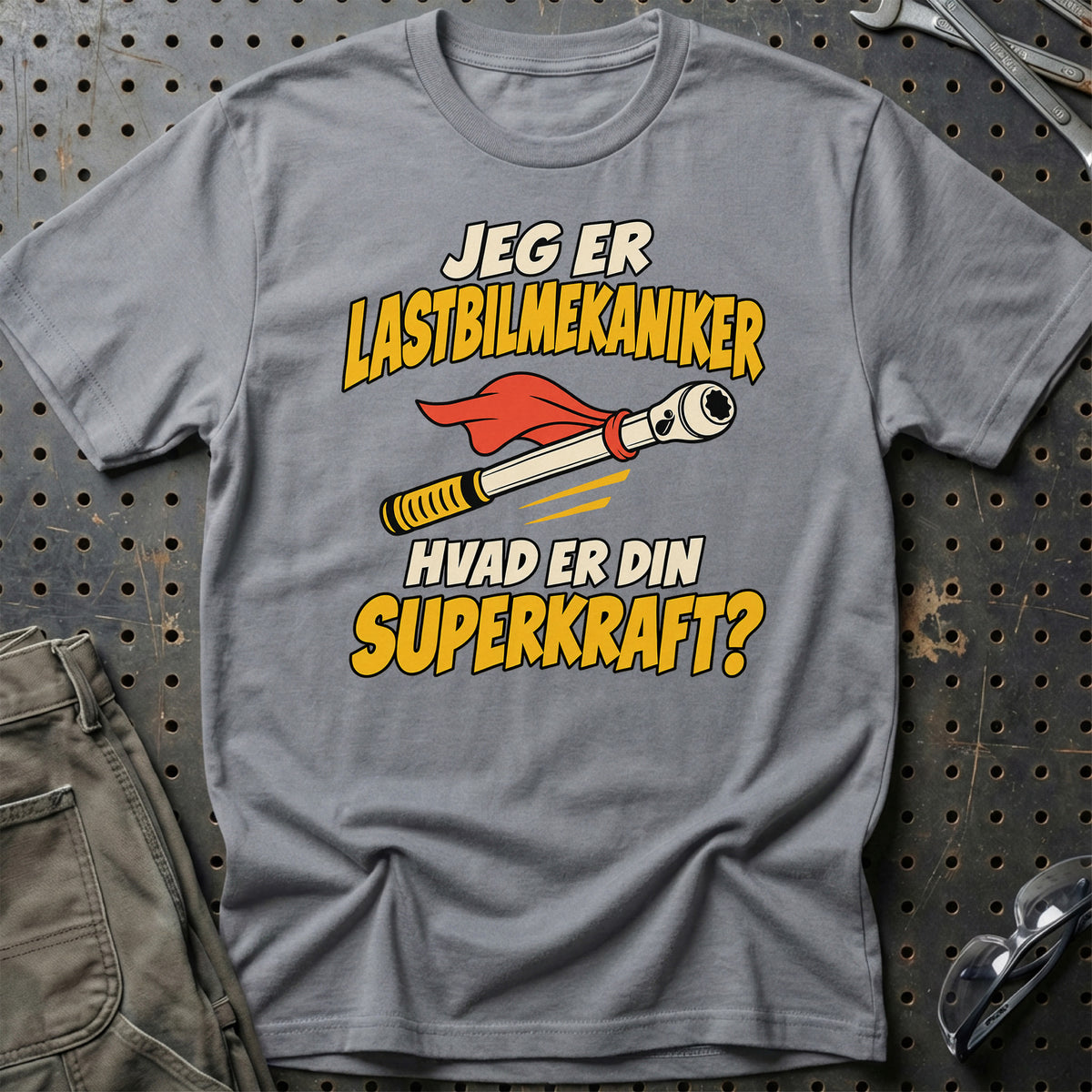 
Lastbilmekaniker – Hvad er din superkraft? – Unisex T-Shirt – Grå Sport