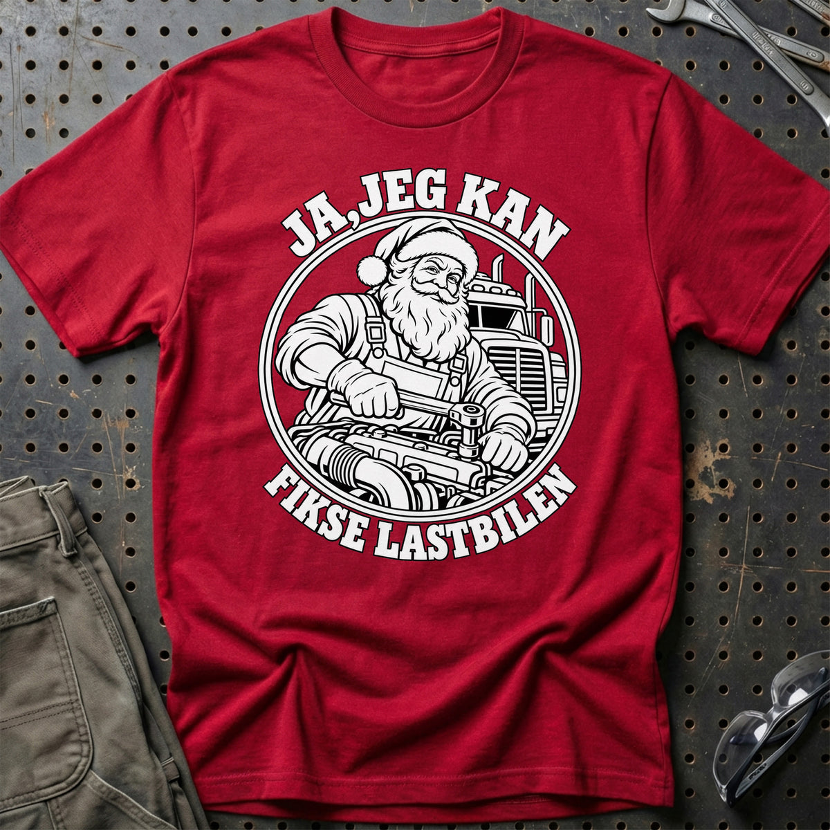 
Lastbilmekaniker – Santa Kan Det – Jul T-Shirt – Rød