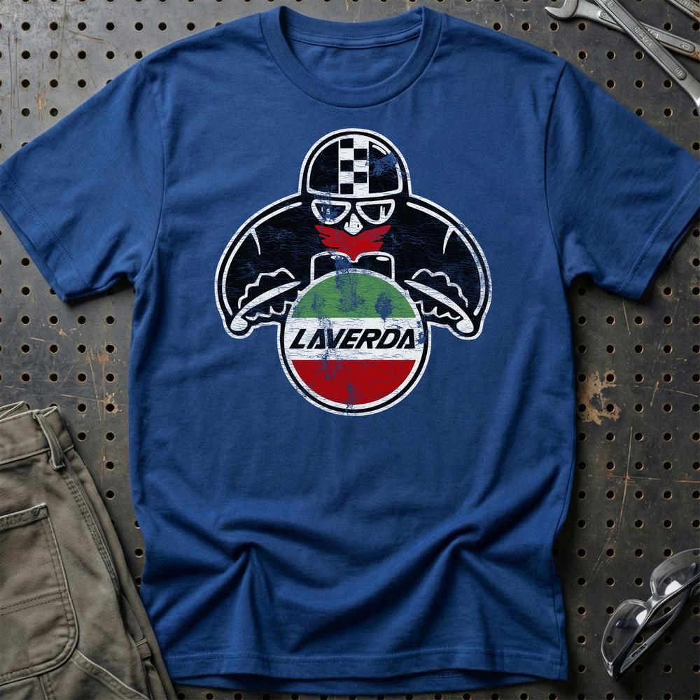Laverda Biker Vintage Style T-Shirt-Beklædning-Laverda-Blå Royal-S-Garage Culture Shop- garage - man cave - merchandise