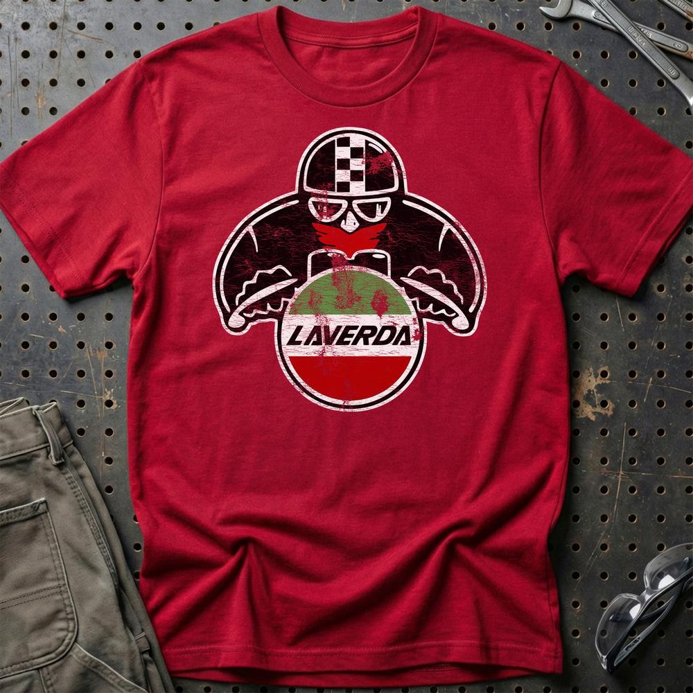 Laverda Biker Vintage Style T-Shirt-Beklædning-Laverda-Rød-S-Garage Culture Shop- garage - man cave - merchandise